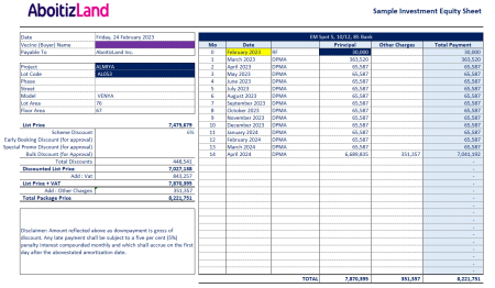 Venya Sample computation | Land Asia Realty